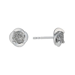 Silver 1/10 Carat Diamond Twist Cluster Earrings