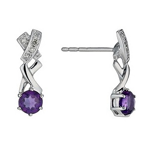 Kiss Silver & Amethyst Earrings