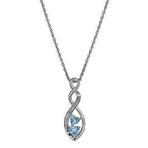 Candy Hearts Silver, Diamond & Blue Topaz Heart Pendant