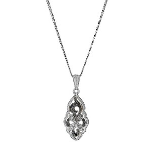 Silver, White & Treated Black Diamond Pendant