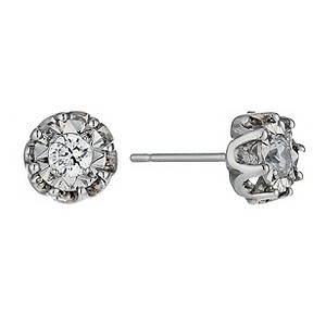 Illusion Set Diamond Solitaire Flower Stud Earrings
