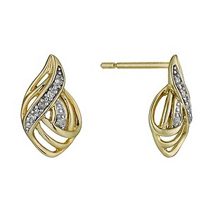 9ct Gold Diamond Filigree Stud Earrings