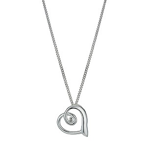 Silver Diamond Open Heart Pendant
