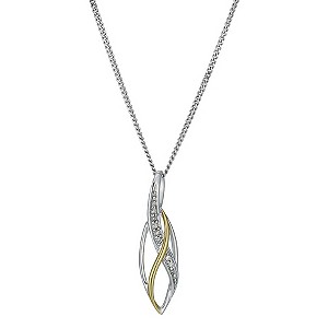 Silver & 9ct Yellow Gold Diamond Tear Pendant
