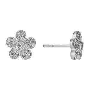 Sterling Silver Flower Cluster Earrings