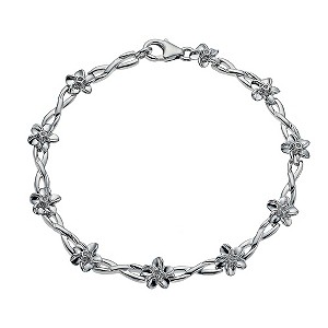 Forget Me Not Silver Diamond Flower Bracelet