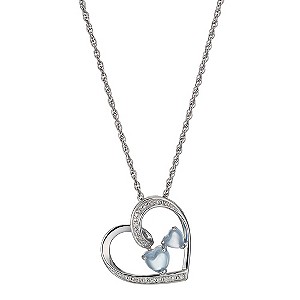 Candy Hearts Argentium Silver Diamond & Blue Topaz Pendant