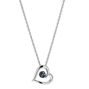 Silver 1/10 Carat Treated Blue Diamond Heart Pendant
