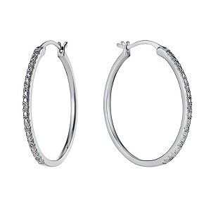 Silver Diamond Hoop Earrings