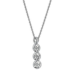 Silver Diamond Twist Drop Pendant