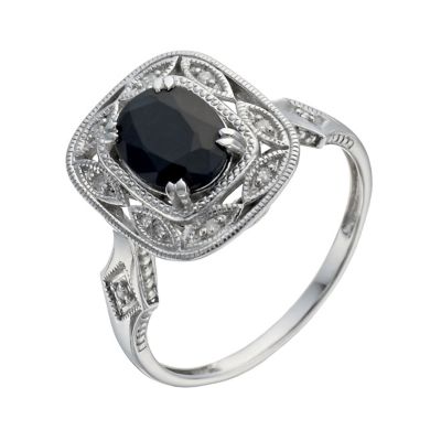 Sterling Silver Sapphire  Diamond Vintage Ring - Product number ...