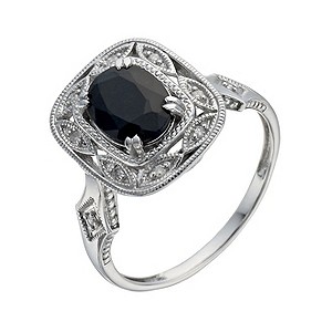Sterling Silver Sapphire & Diamond Vintage Ring