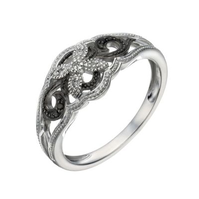 Sterling Silver, White  Treated Black Diamond Ring - Product number ...