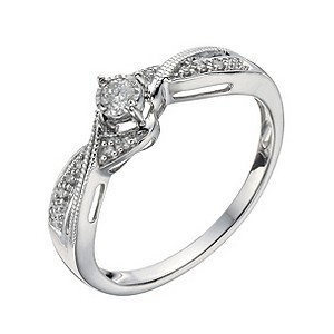 9ct White Gold 1/10 Carat Diamond Illusion Soliatire Ring9ct White Gold 1/10 Carat Diamond Illusion
