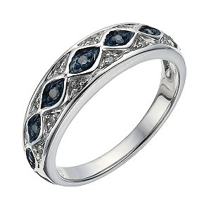 Silver 1/10 Carat White & Treated Blue Diamond Eternity RingSilver 1/10 Carat White & Treated Blue D