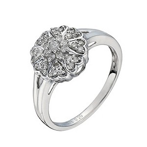 9ct White Gold 1/5 Carat Diamond Flower Cluster9ct White Gold 1/5 Carat Diamond Flower Cluster