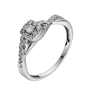 9ct White Gold 1/6 Carat Diamond Square Halo Cluster Ring9ct White Gold 1/6 Carat Diamond Square Hal