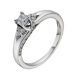 9ct White Gold 2/5 Carat Princess Cut Diamond Solitaire Ring9ct White Gold 2/5 Carat Princess Cut Di