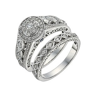 Perfect Fit 18ct White Gold 2/5 Carat Diamond Bridal Set