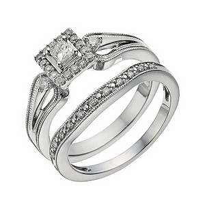 Perfect Fit 9ct White Gold 1/3 Carat Diamond Bridal Set