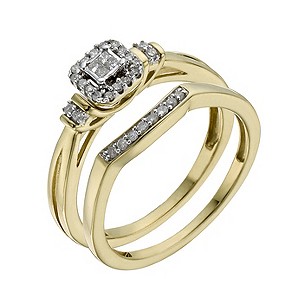 Perfect Fit 9ct Yellow Gold 15 Point Diamond Bridal Set