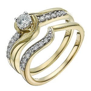 9ct Gold 1/2 Carat Diamond Solitaire Bridal Set