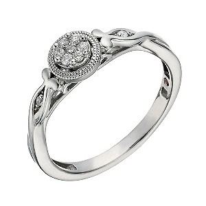 Cherished Silver & Diamond Round Cluster Ring