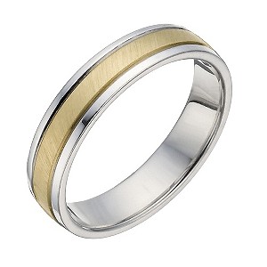 Sterling Silver & 9ct Yellow Gold Matt Ring