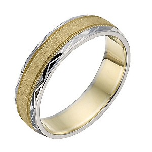 9ct Yellow & White Gold 5mm Patterned Ring