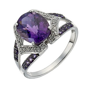 Silver, Amethyst & Diamond Cocktail Ring