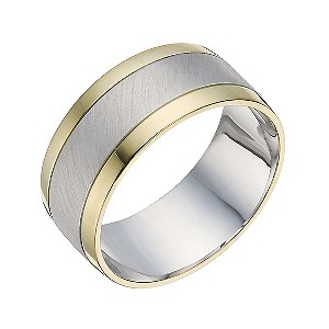 Sterling Silver & 9ct Yellow Gold Matt 9mm Ring