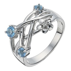 Forget Me Not Silver, Diamond & Blue Topaz Ring