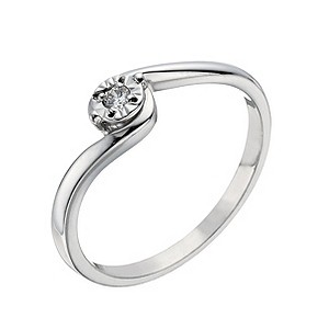 9ct White Gold Illusion Set Diamond Solitaire Ring