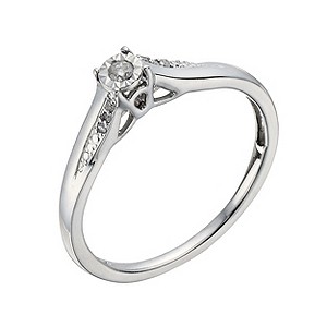 9ct White Gold Diamond Illusion Solitaire Ring