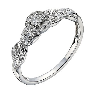 9ct White 17 Point Diamond Twist Solitaire Ring