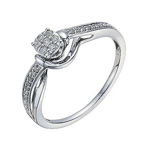 9ct White Gold Round Diamond Cluster Ring