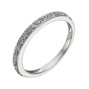 9ct White Gold Diamond Milgrain Ring