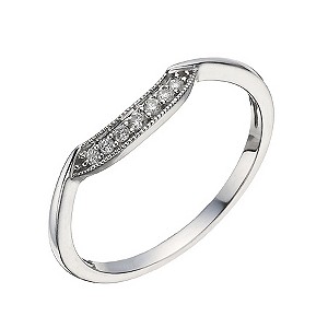 9ct White Gold Diamond Shaped Milgrain Ring