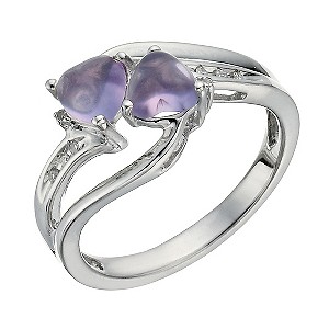Candy Hearts Silver, Diamond & Amethyst Ring