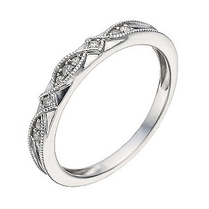 9ct White Gold Diamond Milgrain Ring9ct White Gold Diamond Milgrain Ring