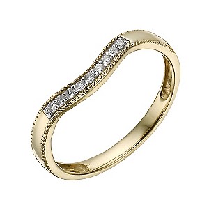 9ct Yellow Gold Diamond Shaped Milgrain Ring