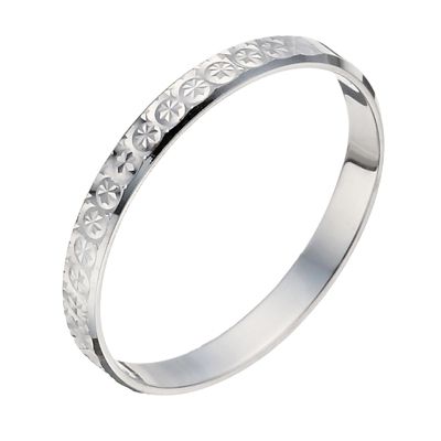 18ct white gold patterned wedding rings