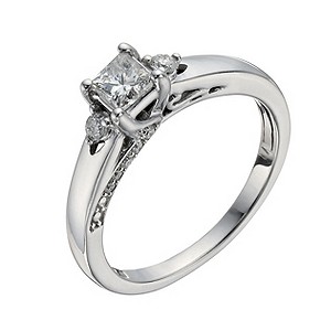 18ct White Gold 1/2 Carat Princess Diamond Solitaire Ring