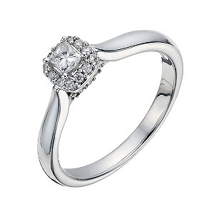 9ct White Gold 1/4 Carat Princess Diamond Solitaire Ring