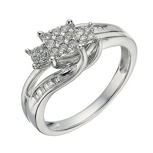 9ct White Gold 0.17 Carat Diamond True Love Trilogy Ring