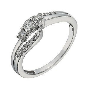 9ct White Gold 1/4 Carat Diamond True Love Trilogy Ring