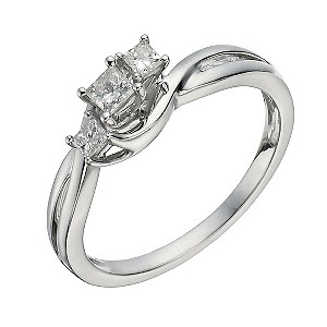 9ct White Gold 1/4 Carat Diamond True Love Trilogy Ring9ct White Gold 1/4 Carat Diamond True Love Tr