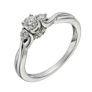 9ct White Gold 1/3 Carat Diamond True Love Trilogy Ring