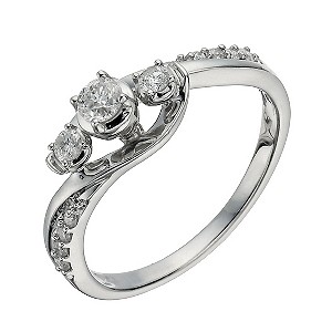 9ct White Gold 1/3 Carat Diamond True Love Trilogy Ring