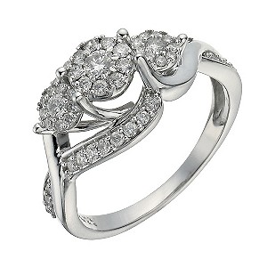 9ct White Gold 1/2 Carat Diamond True Love Trilogy Ring